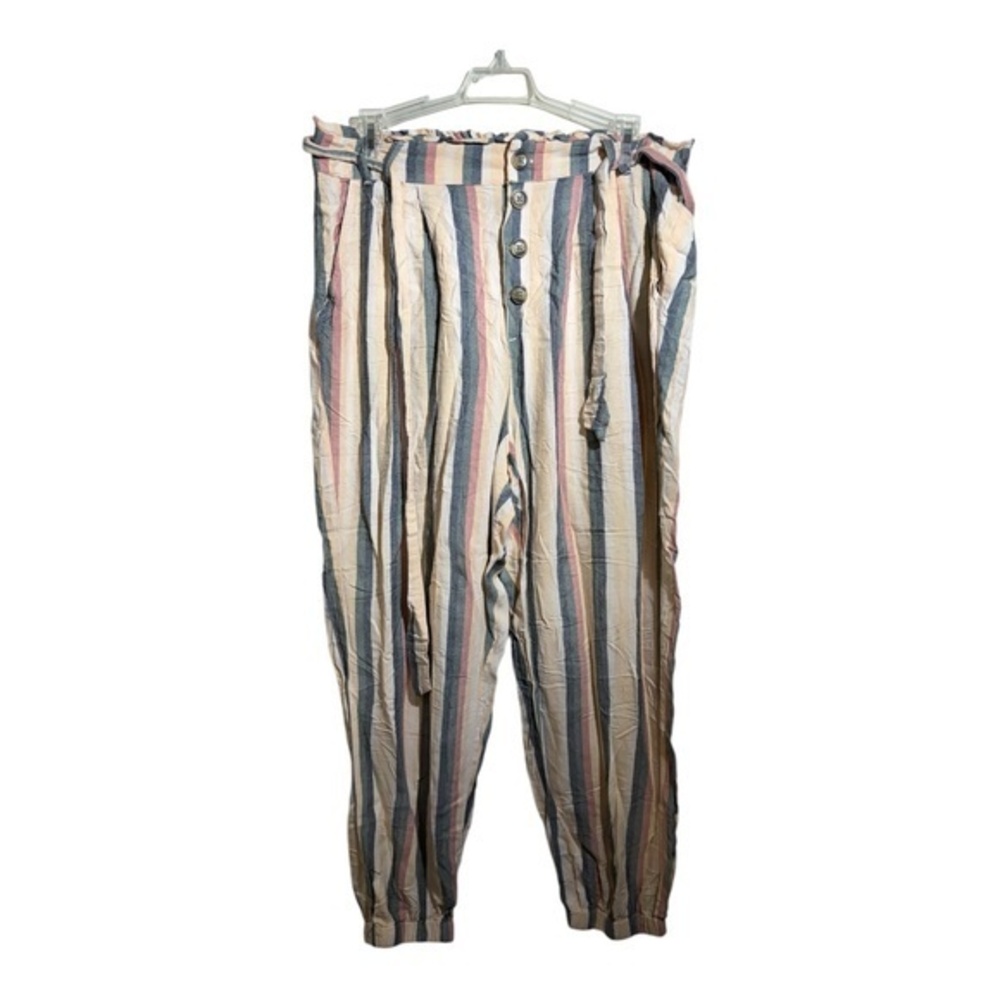 American Eagle Pants Womens Medium Peach Striped Paperbag Jogger Size L